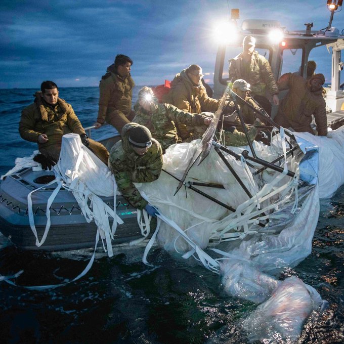 USN sailors recovering Chinese Spy Balloon (photo: Tyler Thompson)